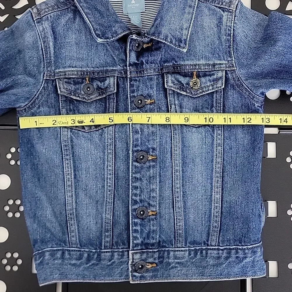 Baby Gap Blue Distressed Denim Jean Button-Up‎ Jacket Size 4 FLAWED